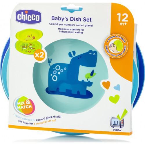 Chicco Σετ Πιάτο και Μπόλ Μπλε 12m+ F05-16002-20