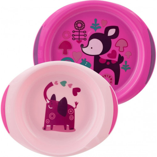 Chicco Σετ Πιάτο και Μπόλ Ροζ 12m+ F05-16002-10