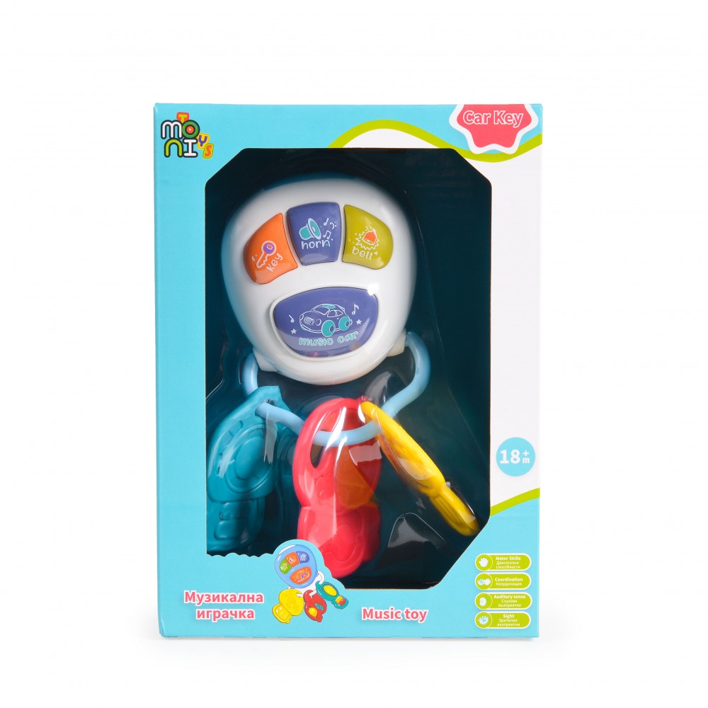 Η φωτογραφία δείχνει Moni toys βρεφικο παιχνίδι-κλειδί αυτοκινήτου με κουμπιά μουσικής, φώτα και ήxους αυτοκινήτουΛειτουργεί με μπαταρίες 2 x 1.