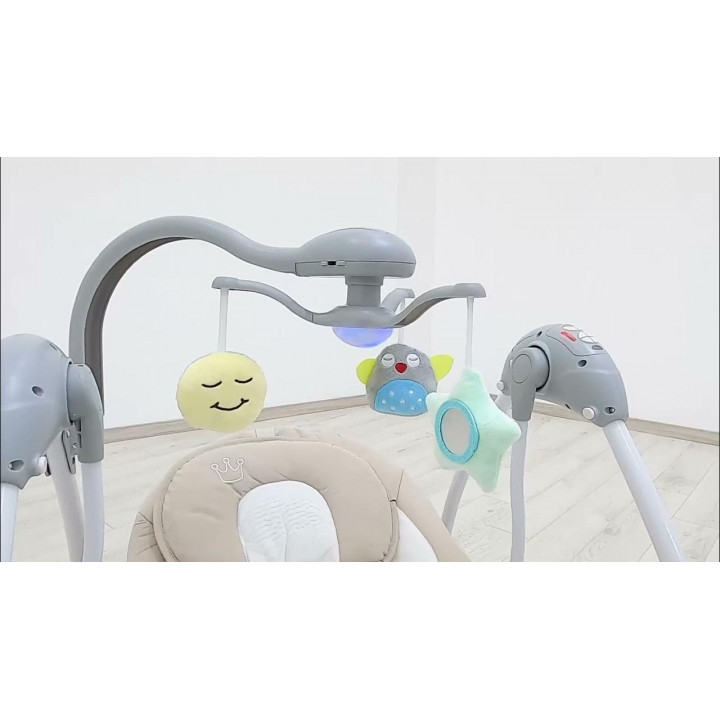 Η φωτογραφία δείχνει Βρεφική ηλεκτρική κούνια-ριλάξ κατάλληλο για παιδιά έως 6 μηνών και με μέγιστο βάρος τα 9 κιλά.