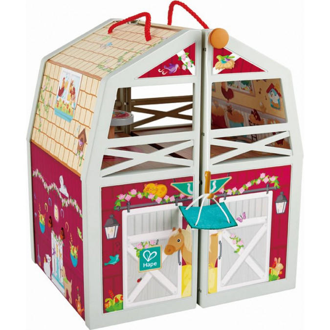 Η φωτογραφία δείχνει Hape Happy Family Ξύλινος Στάβλος Pony Club (E3409A).