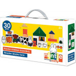 Σετ ξύλινα τουβλάκια και φιγούρες της εταιρείας Miffy με θέμα την φάρμα σε πολύχρωμες αποχρώσεις.