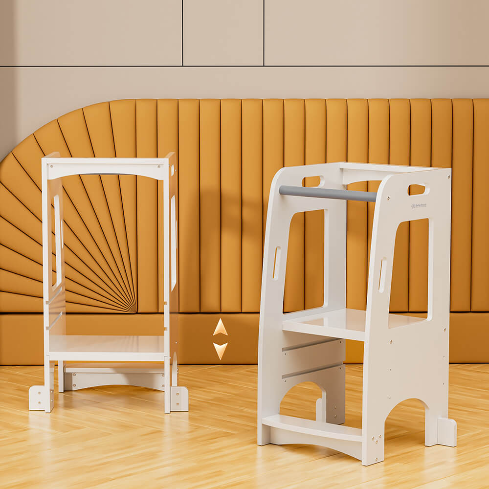 Η φωτογραφία δείχνει Ο πύργος εκμάθησης της Bebe Stars σχεδιάστηκε με βάση τη μέθοδο Montessori, ώστε κάθε παιδάκι να ανεξαρτητοποιηθεί , να αυτοεξυπηρετηθεί, να συμμετέχει στις καθημερινές δραστηριότητες του σπιτιού και να αλληλοεπιδρά με τους ενήλικες.