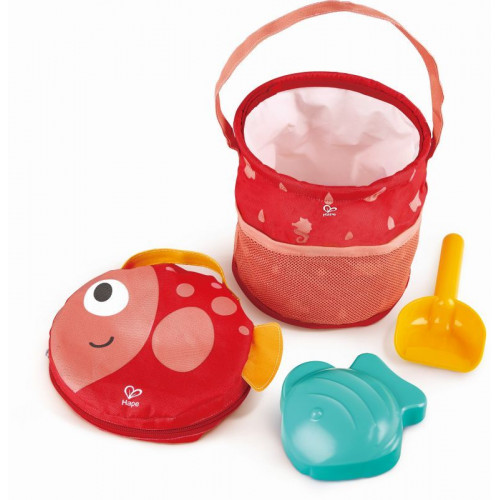 Hape Fold and Go Beach Set  Σετ Κουβαδάκια Παραλίας με Τσάντα Εύκολης Μεταφοράς 4 Τεμ E4093A
