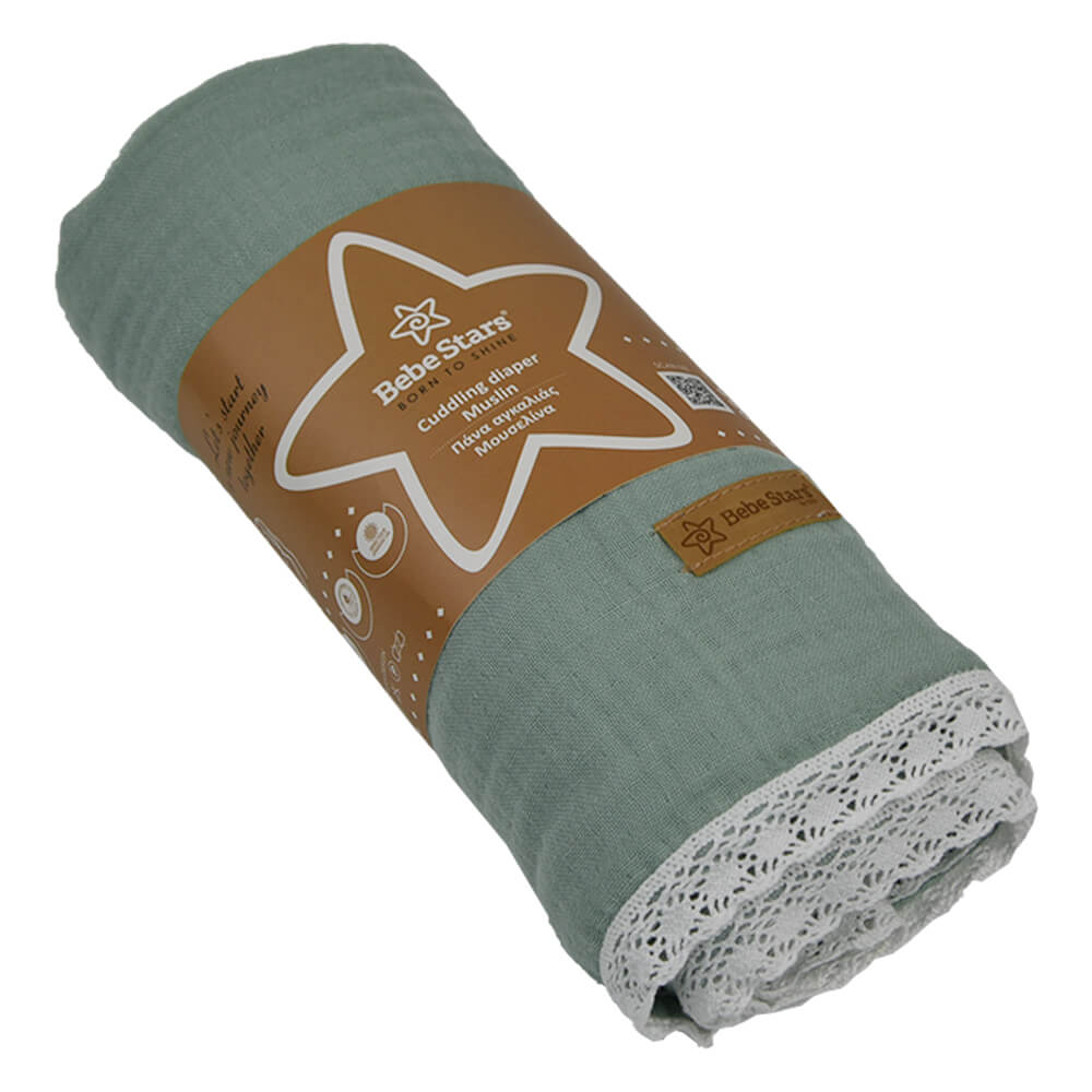 Η όμορφη αυτή πάνα αγκαλιάς από μουσελίνα είναι κατάλληλη για να αγκαλιάσετε το μωρό σας.