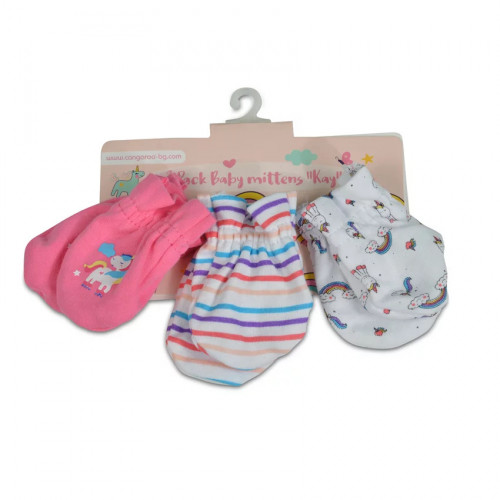 Βρεφικά γαντάκια 3 ζεύγη Cangaroo Baby mittens Kay Pink 3800146265526