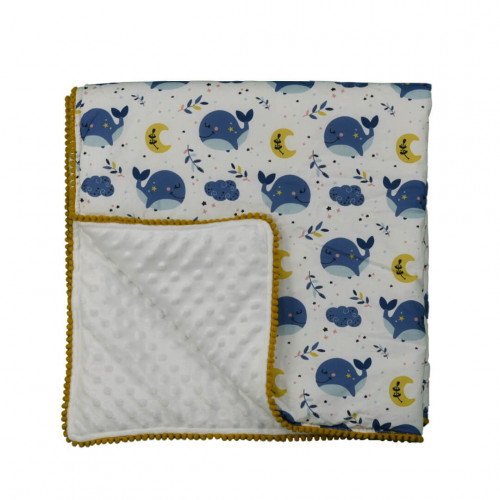 ΚΟΥΒΕΡΤΑ FLEECE ΜΕ POM POM BEBE STARS WHALE 3103