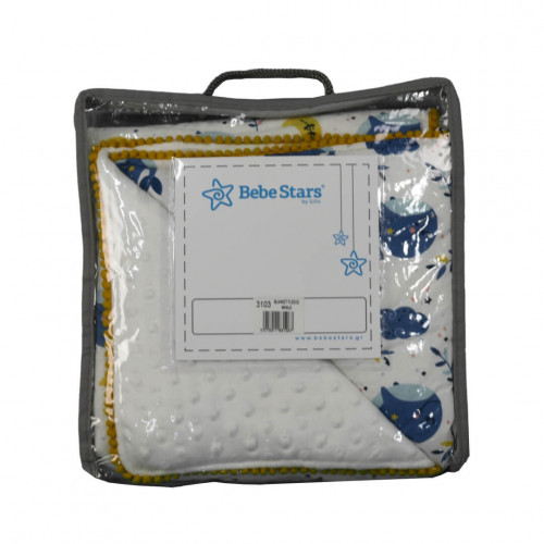ΚΟΥΒΕΡΤΑ FLEECE ΜΕ POM POM BEBE STARS WHALE 3103