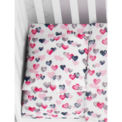 DIMcol ΜΑΞΙΛΑΡΟΘΗΚΗ ΕΜΠΡΙΜΕ ΒΡΕΦ Cotton 100% 35Χ45 Hearts 12 Grey-Pink 1915817707801289