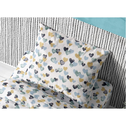 DIMcol ΜΑΞΙΛΑΡΟΘΗΚΗ ΕΜΠΡΙΜΕ ΠΑΙΔ Cotton 100% 50Χ70 Hearts 11 Grey-Green 1925813107801188