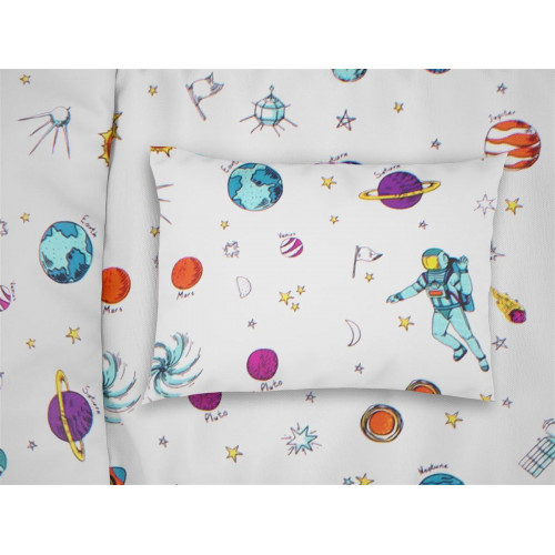 DIMCOL ΜΑΞΙΛΑΡΟΘΗΚΗ ΕΜΠΡΙΜΕ KIDS SPACE 188 COTTON 100% 50X70 WHITE 32111647013
