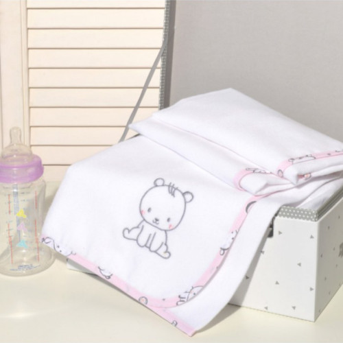 BABY OLIVER DES 179 ΠΑΝΑ ΑΓΚΑΛΙΑΣ ΦΑΝΕΛΕΝΙΑ ΡΟΖ ΑΡΚΟΥΔΑΚΙ 80x80CM 200ΓΡ/ΤΜ 46-6742/179