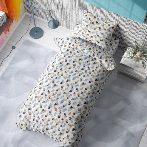 DIMcol ΣΕΝΤΟΝΙΑ ΕΜΠΡΙΜΕ ΣΕΤ 3 τεμ ΠΑΙΔ Cotton 100% 160Χ240 Hearts 11 Grey-Green 1924615207801188