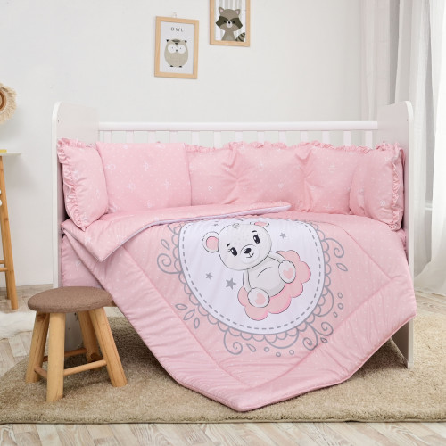 LORELLI ΣΕΤ ΠΡΟΙΚΑΣ ΚΟΥΝΙΑΣ 4 ΤΕΜ LILY 60/120CM RANFORCE LITTLE BEAR PINK 20800145902
