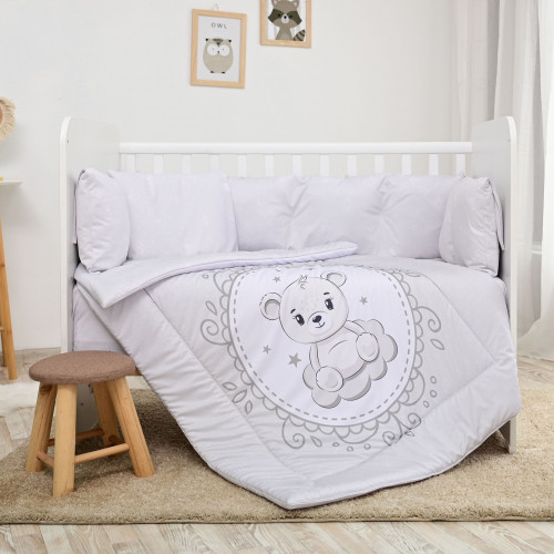 LORELLI ΣΕΤ ΠΡΟΙΚΑΣ ΚΟΥΝΙΑΣ 4 ΤΕΜ LILY 60/120CM RANFORCE LITTLE BEAR GREY 20800145903