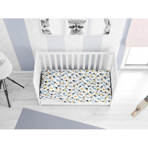 DIMcol ΚΑΤΩΣΕΝΤΟΝΟ ΜΕ ΛΑΣΤΙΧΟ ΒΡΕΦ Cotton 100% 0,70X1,40X0,15 Hearts 11 Grey-Green 1916118407801188