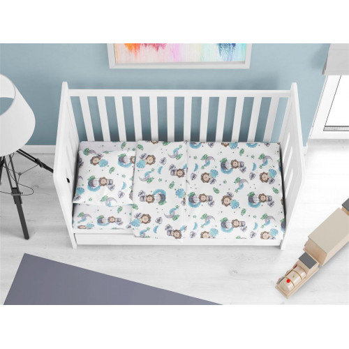 DIMcol Κατωσέντονο Με Λάστιχο bebe Lion 533 0,70X1,40X0,15 Sky Blue 100% Cotton 31112019040