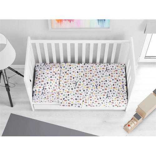DIMcol Κατωσέντονο Με Λάστιχο bebe Minecraft 566 0,70X1,40X0,15 White-Grey 100% Cotton 31112019045