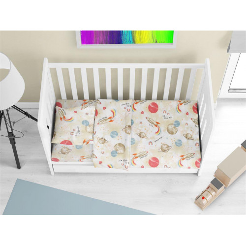 DIMcol Κατωσέντονο Με Λάστιχο bebe Spaceship 186 0,70X1,40X0,15 Beige 100% Cotton 31112019046