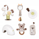 Η φωτογραφία δείχνει Το σετ περιλαμβάνει μαλακές και μη κουδουνίστρες, 2 λάμπες νυκτός και ένα παιχνίδι.