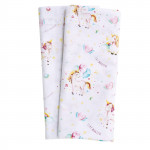 Η φωτογραφία δείχνει Εμπριμέ σετ σεντόνια της σειράς Baby Fun για λίκνο σε χαρούμενες παραστάσεις.