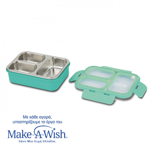 Δοχείο φαγητού Bento ανοξείδωτο ορθογώνιο "We Care", τιρκουάζ 800ml 10-262-002