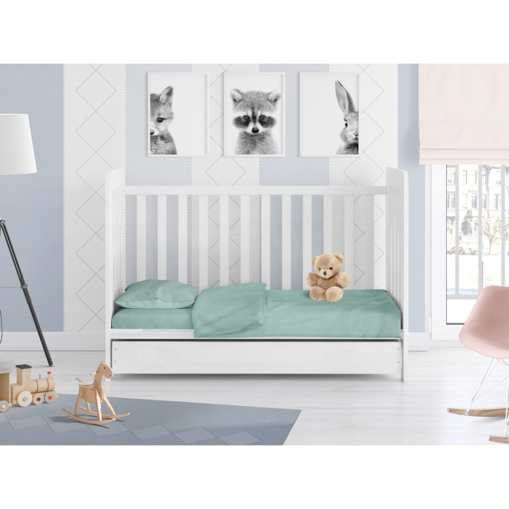  Βρεφική Παπλωματοθήκη Μονόχρωμη για παπλωματάκι κούνιας 120Χ160 cm, με φερμουάρ.