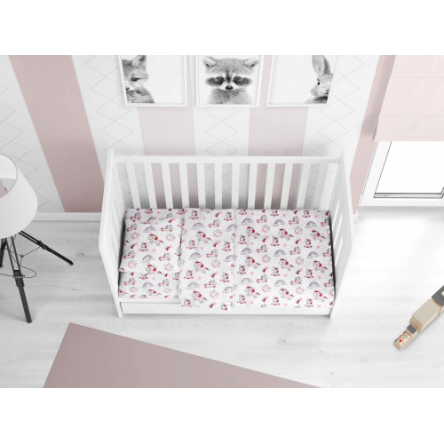 DIMcol ΠΑΠΛΩΜΑΤΟΘΗΚΗ ΕΜΠΡΙΜΕ ΒΡΕΦ Cotton 100% 120Χ160 Unicorn 108 White-Pink 1915717606410844