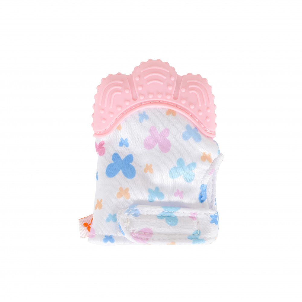 Η φωτογραφία δείχνει Το Silicone Teether Mitten “Olive” προορίζεται για παιδιά από 3 μηνών.