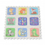 Η φωτογραφία δείχνει Απαλό παζλ, χαλί 9 τεμαχίων με πολύχρωμο και διασκεδαστικό print.