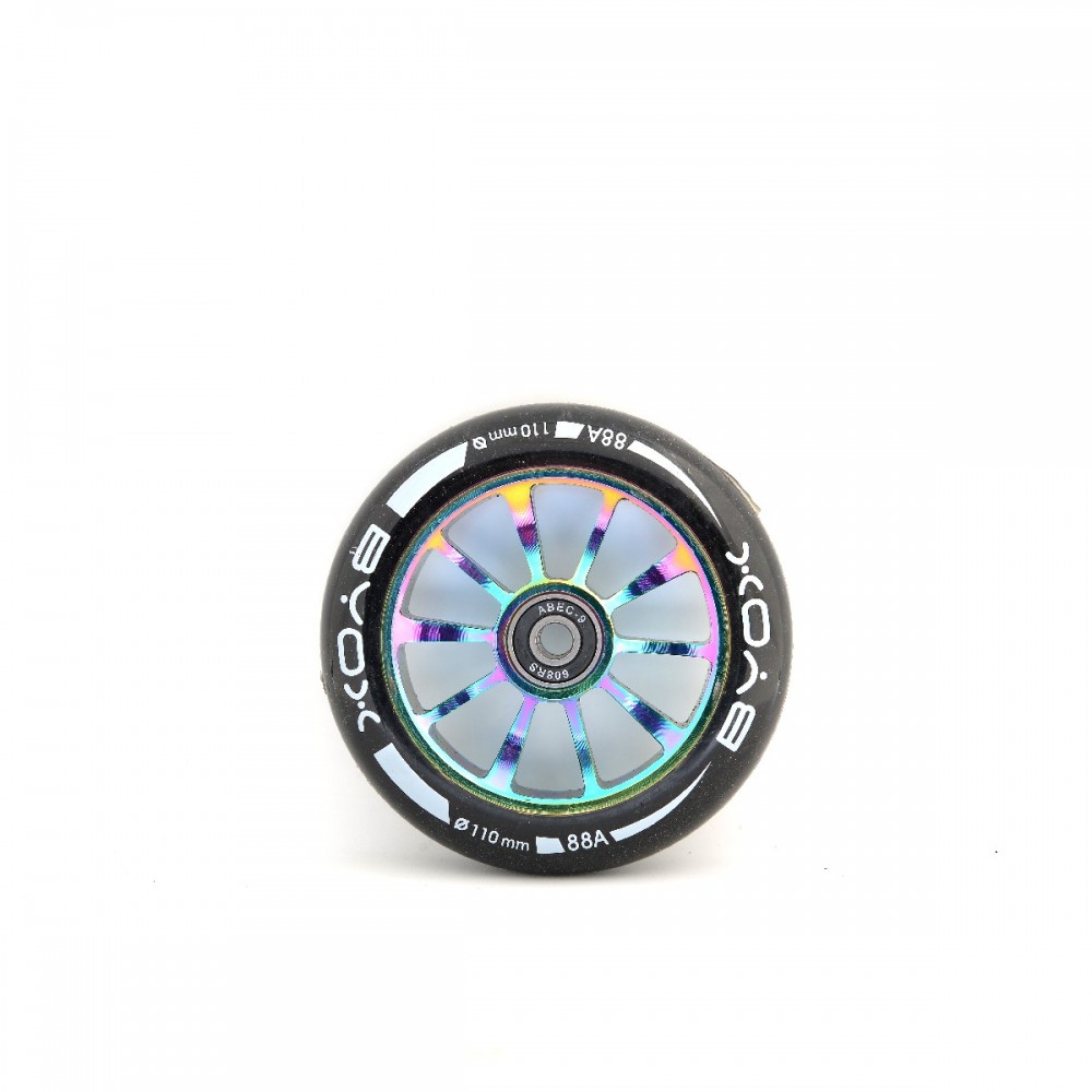Ρόδα ανταλλακτικό για πατίνια της εταιρείας Byox stunt με διάμετρο 110mmΜε ρουλεμάν Abec-9Εσωτερικό ρόδας από αλουμίνιο1 τεμάχιο