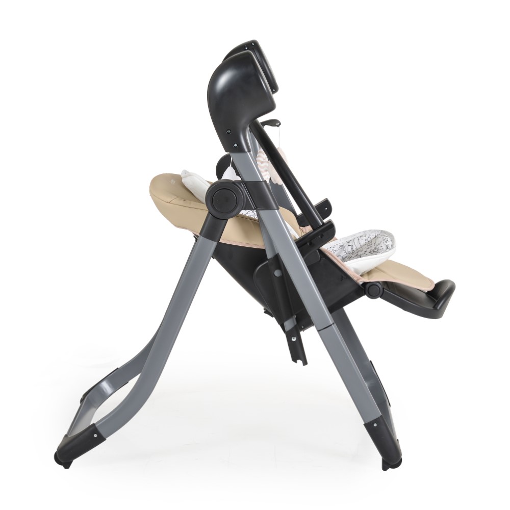 Το πολυλειτουργικό μοντέλο Nirvana 2in1 μετατρέπεται εύκολα από παιδική κούνια σε παιδικό καρεκλάκι φαγητού.