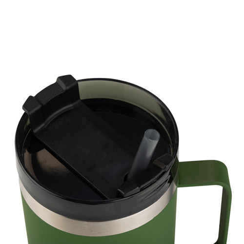 NAVA Θερμός ποτήρι ανοξείδωτο με πλαστικό καλαμάκι "We Care" πράσινο σκούρο 900ml 10-016-105