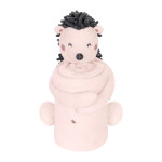 Η φωτογραφία δείχνει Βελούδινο σετ δώρου που αποτελείται από βρεφική κουβέρτα αγκαλιάς και ένα μαλακό λούτρινο παιχνίδι.