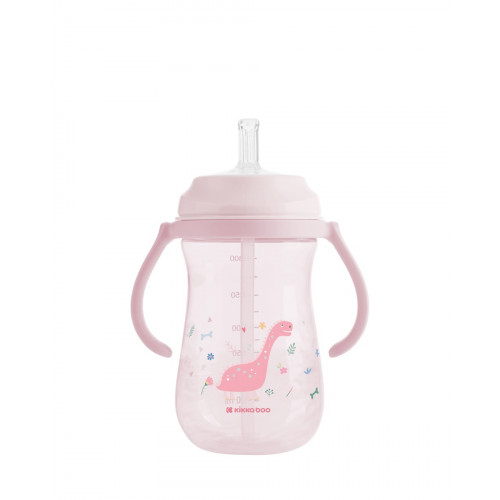 KIKKA BOO ΚΥΠΕΛΛΟ ΜΕ ΧΕΙΡΟΛΑΒΕΣ ΚΑΙ ΚΑΛΑΜΑΚΙ 300ML DINO WORLD PINK 31302030076