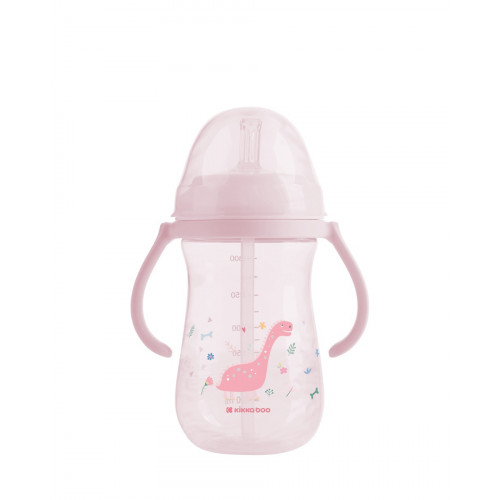 KIKKA BOO ΚΥΠΕΛΛΟ ΜΕ ΧΕΙΡΟΛΑΒΕΣ ΚΑΙ ΚΑΛΑΜΑΚΙ 300ML DINO WORLD PINK 31302030076