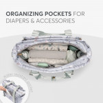 Η φωτογραφία δείχνει Μείνετε κομψοί και οργανωμένοι σε κάθε σας έξοδο με τη μαμά τσάντα FLORENCE!  Σχεδιασμένη για σύγχρονους γονείς, αυτή η πολυτελής τσάντα συνδυάζει τη λειτουργικότητα με ένα πολύχρωμο ντιζάιν στάμπα, διασφαλίζοντας ότι όλα τα απαραίτητα για το μωρό είναι οργανωμένα και προσι