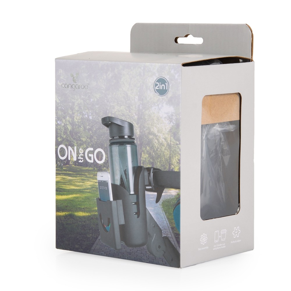  Αυτή η πρακτική ποτηροθήκη διαθέτει θήκες για μπουκάλι και τηλέφωνο, παρέχοντας άνεση και εύκολη πρόσβαση σε βασικά αντικείμενα κατά τη διάρκεια της βόλτας.