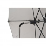 Η φωτογραφία δείχνει Η λαβή είναι εξοπλισμένη με ένα πλαστικό κλιπ στερέωσης που είναι συμβατό με τετράγωνα, στρογγυλά και οβάλ κουφώματα και κάνει την ομπρέλα ευέλικτη στην προσαρμογή της στο καρότσι.