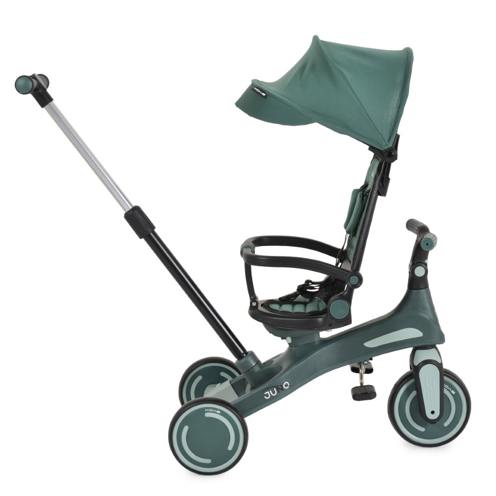 Η φωτογραφία δείχνει Το πολυλειτουργικό τρίκυκλο Juno με γονικό έλεγχο μεγαλώνει μαζί με το παιδί σας, προσαρμόζοντας τις ανάγκες και τις δεξιότητές του.