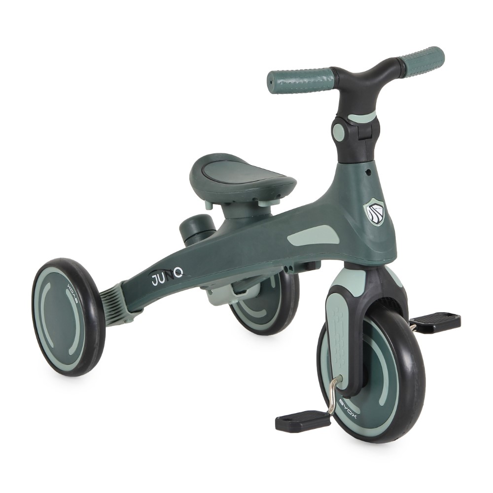 Η φωτογραφία δείχνει Το πολυλειτουργικό τρίκυκλο Juno με γονικό έλεγχο μεγαλώνει μαζί με το παιδί σας, προσαρμόζοντας τις ανάγκες και τις δεξιότητές του.