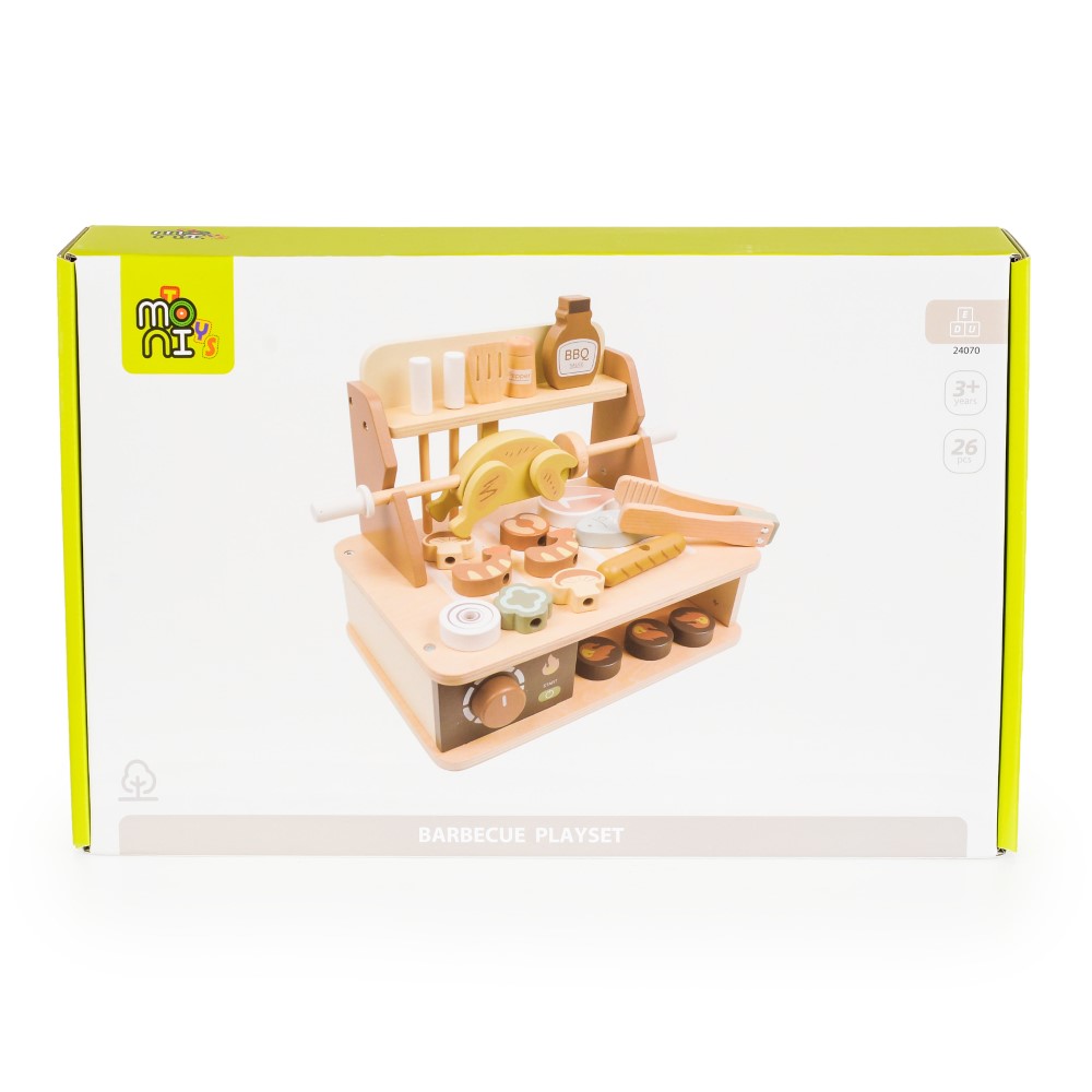Ξύλινο σετ μπάρμπεκιου που περιέχει 26 κομμάτια.