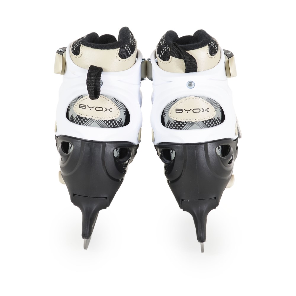 Ρυθμιζόμενα πατίνια inline με δυνατότητα αντικατάστασης της κατασκευής από σασί με τροχούς έως παγοπέδιλα με λεπίδα από ανοξείδωτο χάλυβα.