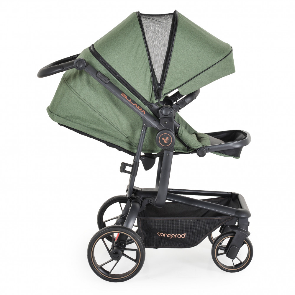 Η φωτογραφία δείχνει Πολυκαρότσι 3 σε 1 με κάθισμα αυτοκινήτου της εταιρείας Cangaroo.