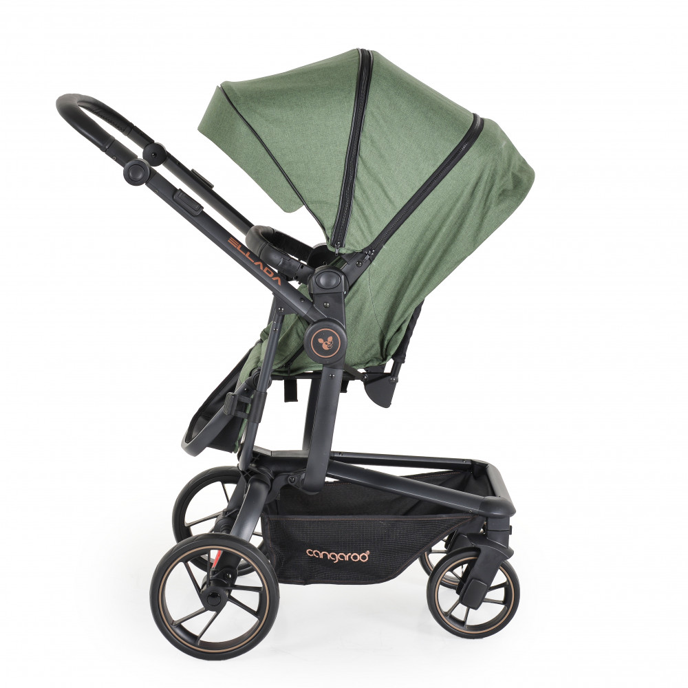 Η φωτογραφία δείχνει Πολυκαρότσι 3 σε 1 με κάθισμα αυτοκινήτου της εταιρείας Cangaroo.