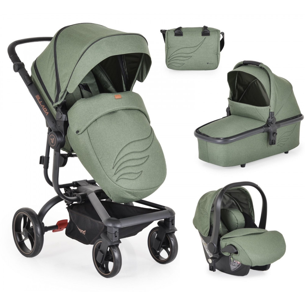 Η φωτογραφία δείχνει Πολυκαρότσι 3 σε 1 με κάθισμα αυτοκινήτου της εταιρείας Cangaroo.