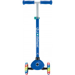 Globber Scooter Primo Lights V2 Navy Blue (423-600-4)Πατενταρισμένο κουμπί κλειδώματος τιμονιού που σταθεροποιεί το σύστημα διεύθυνσης των δύο μπροστινών τροχών ώστε να κινείται μόνο προς τα εμπρός και προς τα πίσω, βοηθώντας τα παιδιά να μάθουν να ισορροπούν.