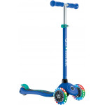 Globber Scooter Primo Lights V2 Navy Blue (423-600-4)Πατενταρισμένο κουμπί κλειδώματος τιμονιού που σταθεροποιεί το σύστημα διεύθυνσης των δύο μπροστινών τροχών ώστε να κινείται μόνο προς τα εμπρός και προς τα πίσω, βοηθώντας τα παιδιά να μάθουν να ισορροπούν.