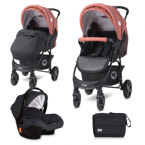 ΠΑΙΔΙΚΟ ΚΑΡΟΤΣΙ 2 ΣΕ 1 ΜΕ ΚΑΘΙΣΜΑ ΑΥΤΟΚΙΝΗΤΟΥ LORELLI DAISY BASIC SET BLACK AND GINGER ORANGE 10021642181