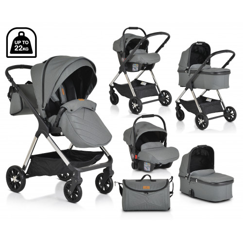 ΠΟΛΥΚΑΡΟΤΣΙ 3 ΣΕ ΕΝΑ ΜΕ ΚΑΛΑΘΟΥΝΑ ΚΑΙ ΚΑΘΙΣΜΑ ΑΥΤΟΚΙΝΗΤΟΥ CANGAROO EMPIRE DARK GREY 3800146235925